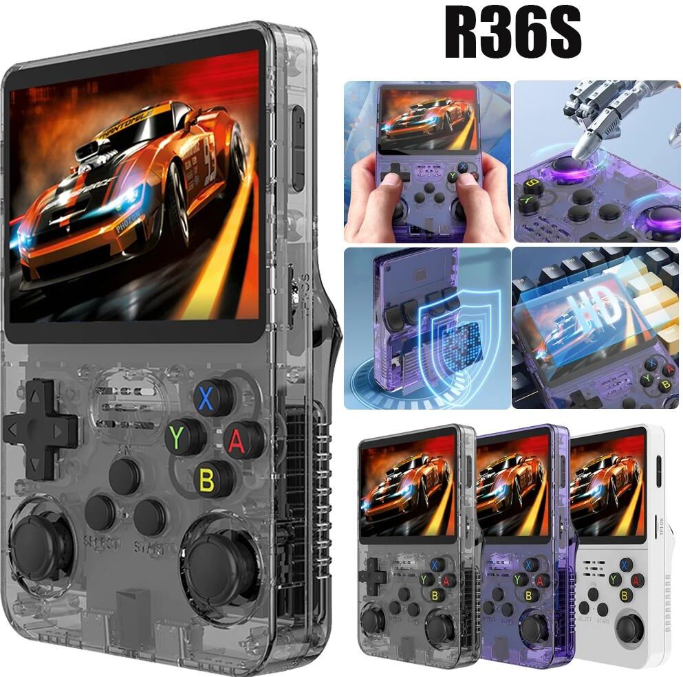 PRISMA R36S Retro Handheld Video Game Console 3.5Inch IPS Screen Player Kid Portable Pocket Video Player 128GB 10000+ Games Linux System