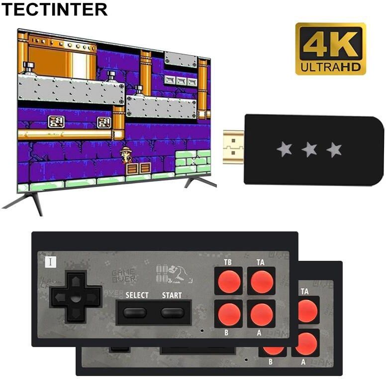 TECTINTER Wireless Handheld TV Video Game Console Built In 818 Classic 8 Bit Game mini Console Dual Gamepad HDMI Output AV Output