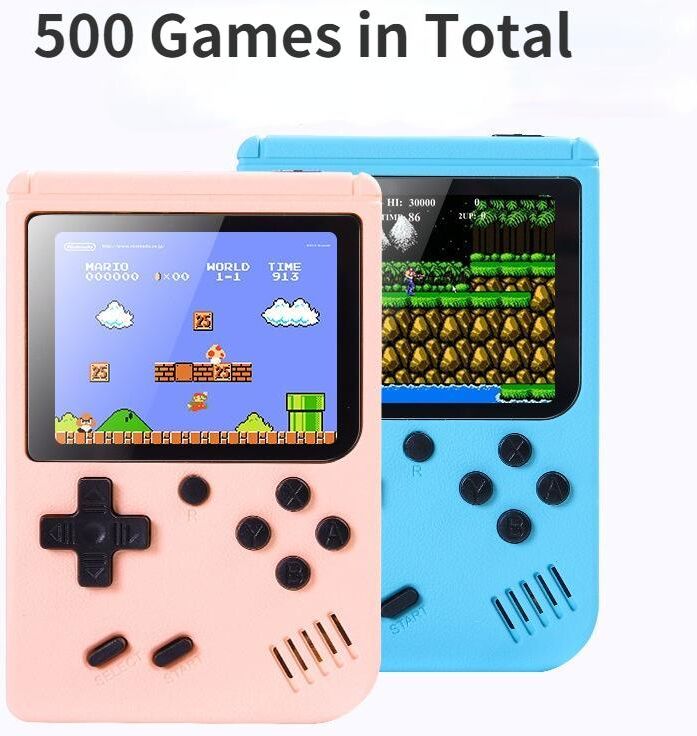 WAY NE Macaron Mini Retro Handheld Game Console 500 In One Game Double Children's Home TV Nostalgic