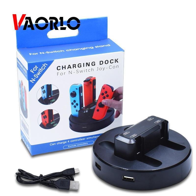 VAORLO 4 in 1 Charger Stand For Switch Joycon Dock Charging Station With LED Indicator Compatible-Nintendo Switch game Accessories
