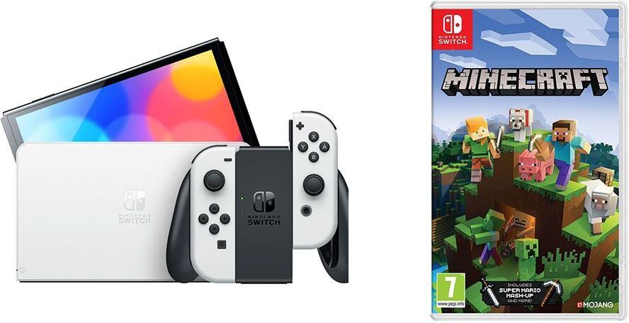 Nintendo Switch OLED White & Minecraft Bundle, White