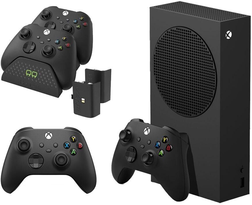 Microsoft Xbox Series S (1 TB), Additional Black Controller & VS2881 Xbox Series X/S & Xbox One Twin Docking Station (Black) Bundle, Black