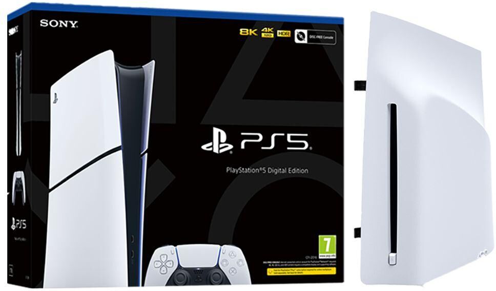 Sony PlayStation 5 Digital Edition Model Group (Slim) & Disk Drive Bundle - White, White