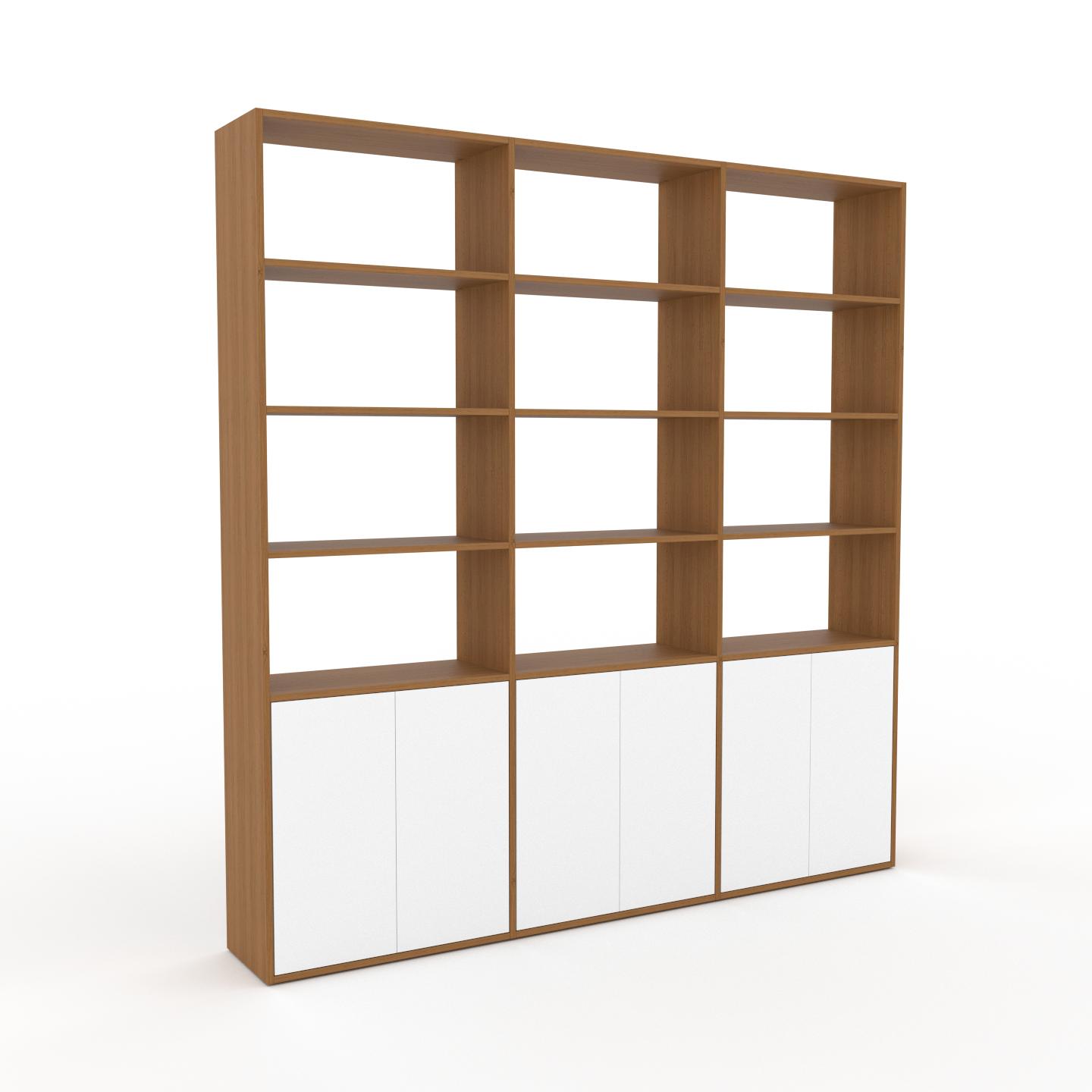 MYCS Wohnwand Weiß - Individuelle Designer-Regalwand: Türen in Weiß - Hochwertige Materialien - 226 x 233 x 35 cm, Konfigurator