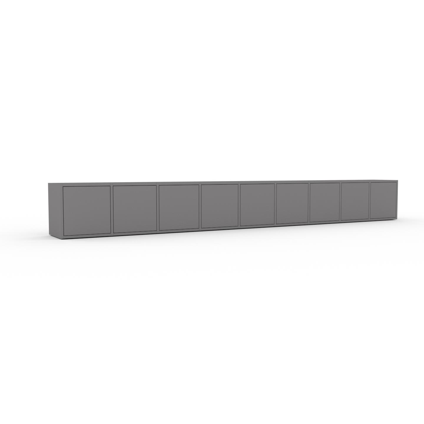 MYCS Bücherregal Grau - Modernes Regal für Bücher: Türen in Grau - 349 x 41 x 35 cm, Individuell konfigurierbar