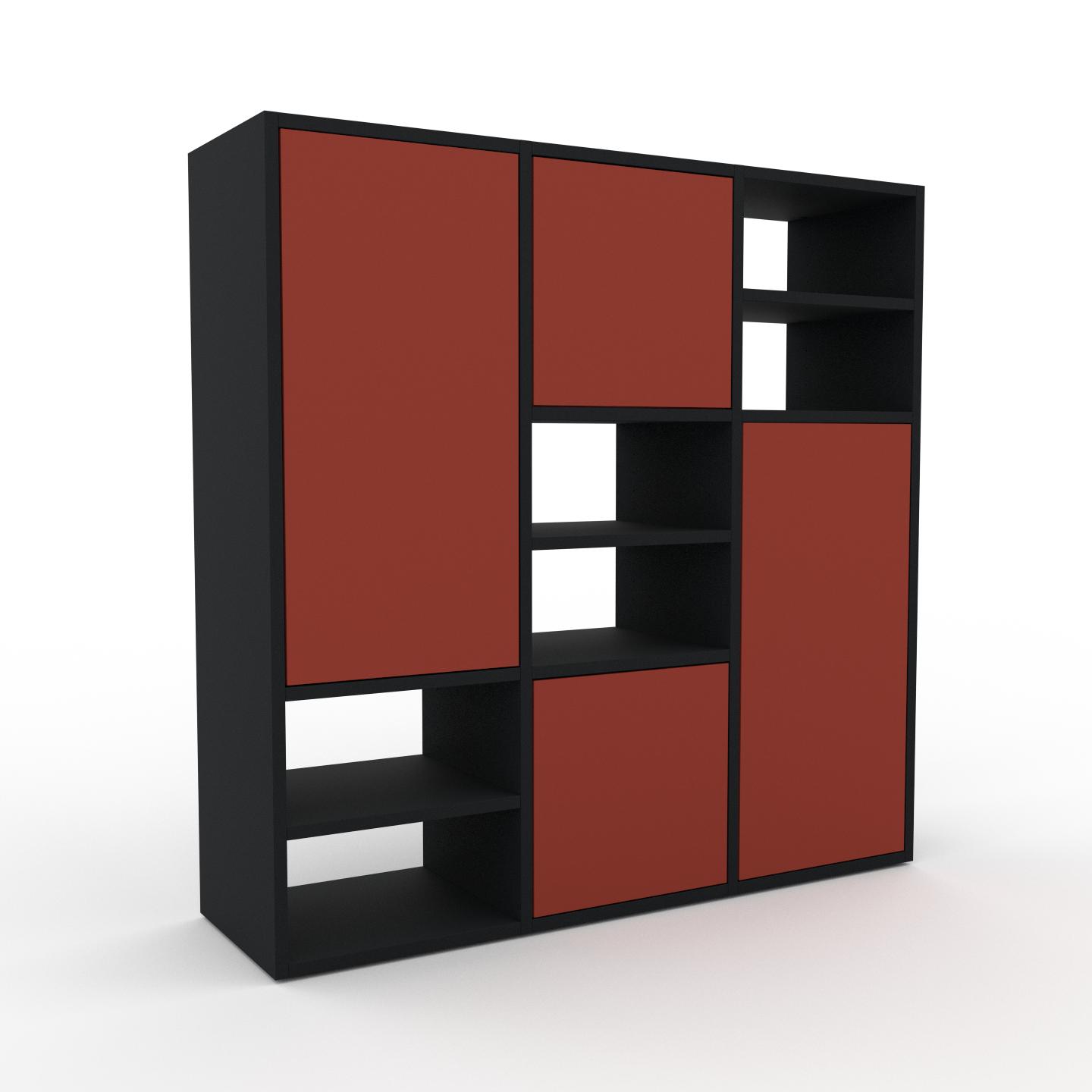 MYCS Bücherregal Terrakotta - Modernes Regal für Bücher: Türen in Terrakotta - 118 x 118 x 35 cm, Individuell konfigurierbar