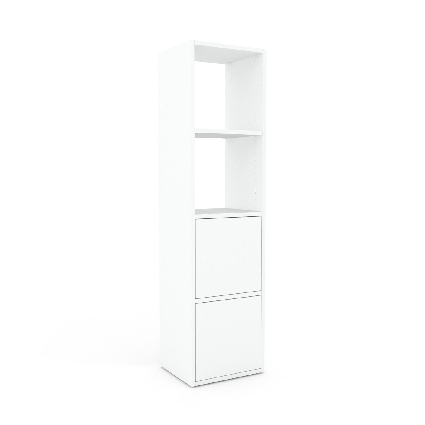 MYCS Bücherregal Weiß - Modernes Regal für Bücher: Türen in Weiß - 41 x 157 x 35 cm, Individuell konfigurierbar