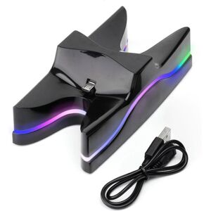 shopnbutik Speciel UFO-form: 2 x USB-ladestationsstandere/controllere PS4 Playstation 4-opladningsstativ med flerfarvet LED (sort)