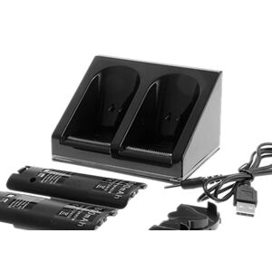 Teknikproffset Wii Dock + 2x batteri til Nintendo Wii/Wii U controller, svart