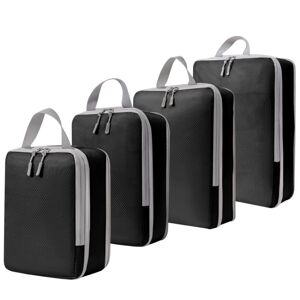 shopnbutik 4 In 1  Compression Packing Cubes Expandable Travel Bags Luggage Organizer(Black)