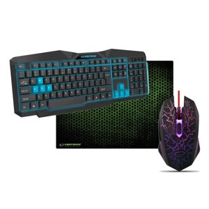 Esperanza 3 i 1 Gaming pakke. LED-oplyst tastatur, mus med LED lys & musemåtte.