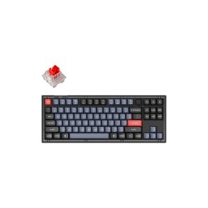 Keychron V3 QMK Custom - Tastatur - fully assembled knob - bagbelyst - USB-C - tastkontakt: Keychron K Pro Red - gennemsigtig, sort frost