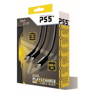 Steelplay Dual Kabel Til Playstation 5 Controllere - Sort
