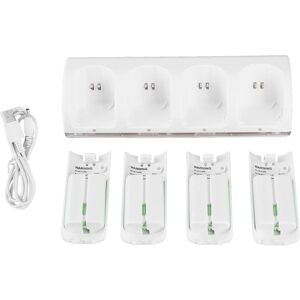 Hvid 4 i 1 ladestationsoplader med 4 stk 2800mAh batteri til Wii / Wii Uremotes2800mAh batteri