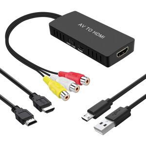 HDMI konverter, AV til HDMI adapter, komposit til HDMI, understøtter 1080P, PAL/NTSC kompatibel med WII/WII U/PS one/PS2/P