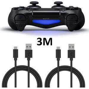 REDGO 2-Pack Playstation 4 / PS4 Laddkabel For håndkontrol 3m Svart