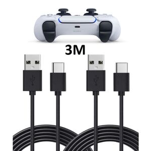 MIMD 2-pack 3m 3 meter opladningskabel-til PS5 / Playstation 5 USB-C Black