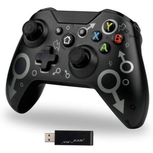 Trådløs controller til Xbox One, Xbox-controller med 2,4GHZ trådløs adapter, Xbox One X/Xbox One S/PS3 og pc (sort)