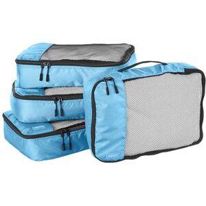 Amazon Basics Packwürfel Set für Koffer, Reise Organizer, Reißverschluss, 4 Teilig, Mittelgroß, Himmelblau