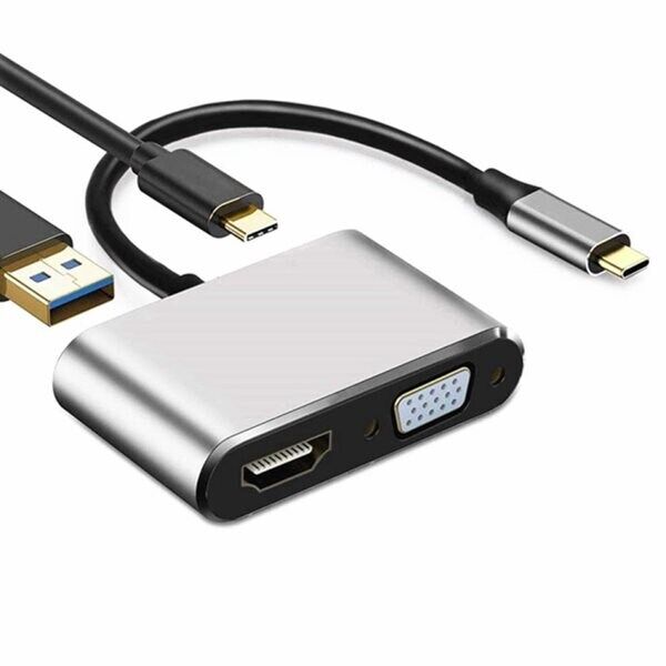 24hshop Multiport Adapter - 4i1 VGA/HDMI/USB 3.0/ USB-C för Nintendo Switch/Samsung/MacBo