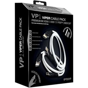 Gioteck Viper Pack Pack Cable HDMI Premium 2,1 8K y Cable USB C Carga rápida, Cable de nylon de 3 metros, Conector de 24 quilates, Resistente, Alta calidad Blanco (Xbox Series X)