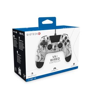 Gioteck Mando con cable de color camo blanco VX-4 para PS4 y PC (PlayStation 4)