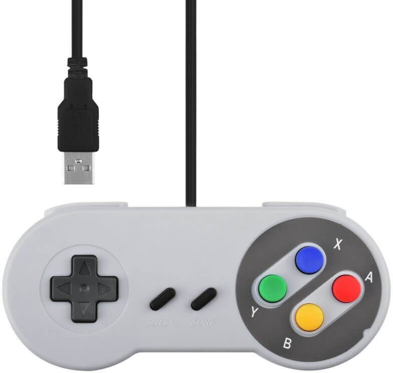 tiendatec CONTROLADOR RETRO SNES GAMEPAD USB PARA PC, MAC, LINUX Y RETROPIE