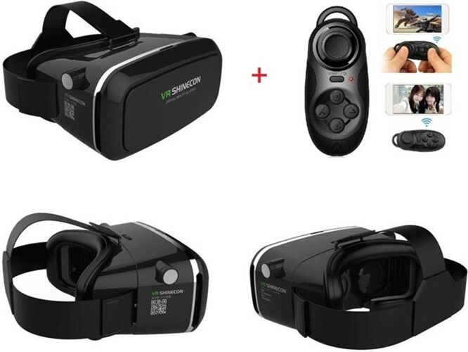 S/MARCA Gafas de Realidad Virtual VR 3D + Mando (Negro)