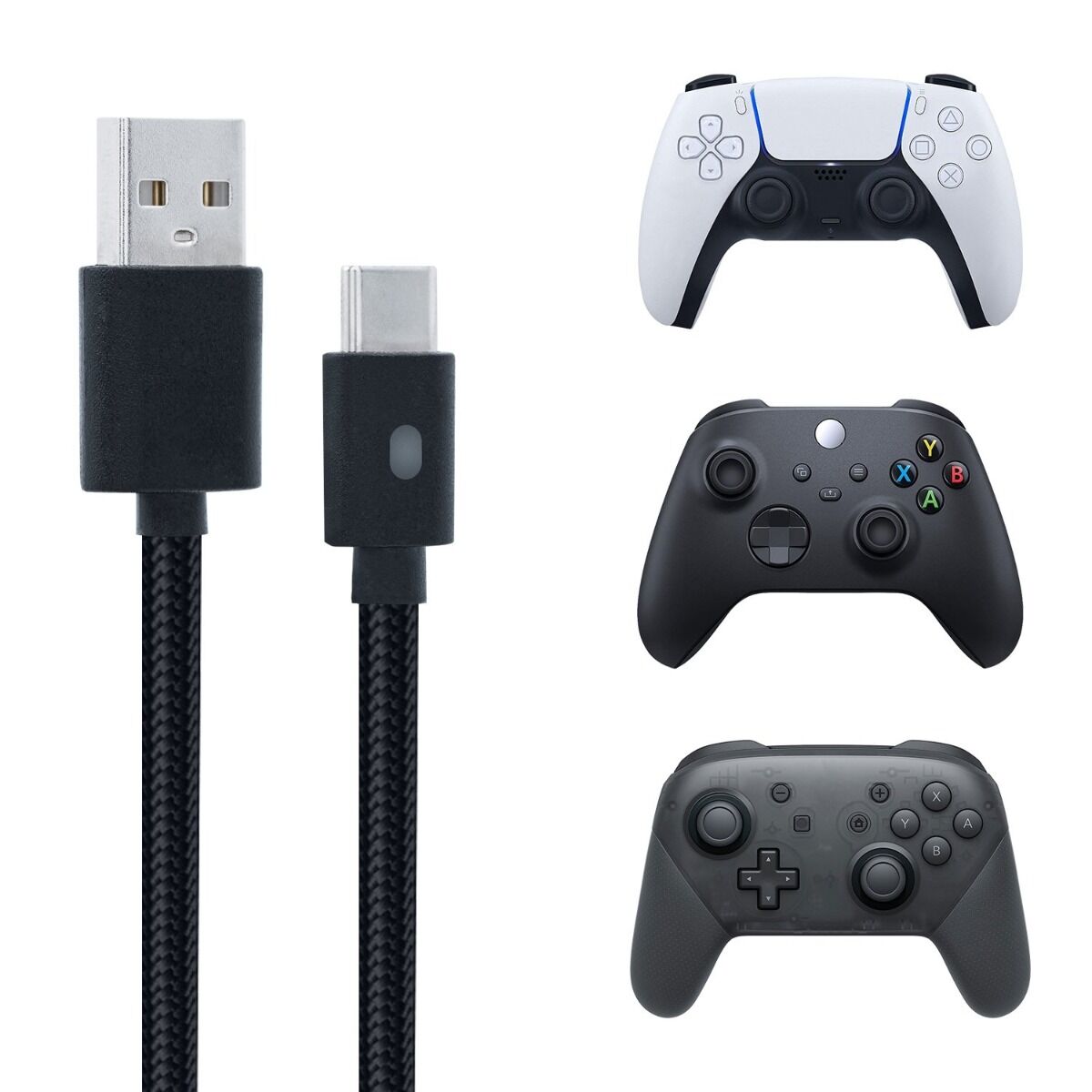 Ohjaimen Latausjohto LED 3m USB-C PS5 Xbox Series Swith Kännykkä DOBE