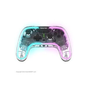 Just For Games Manette sans fil Bluetooth Bionik NeoGlow pour Nintendo Switch Modèle OLED Transparent - Publicité