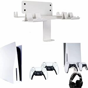 Q-View Étagère murale PS5 4 en 1 avec support pour casque et deux supports de contrôleur Compatible disque et numérique Gestion des câbles Les accessoires PS5 ultimes (Blanc) - Publicité