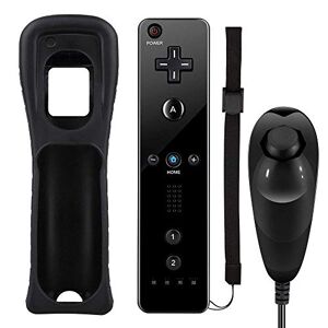 AMO® Motion Plus Black Remote Controller Nunchuk Controller For Nintendo Wii Remote WII + FREE SILICONE COVER … - Publicité