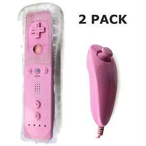 JRH AMGGLOBAL® 2 x Nunchuck 2 x Remote Nunchuk Controller For Nintendo Wii Remote WII + FREE SILICONE COVER PINK BLACK BLUE WHITE RED Bundle - Publicité