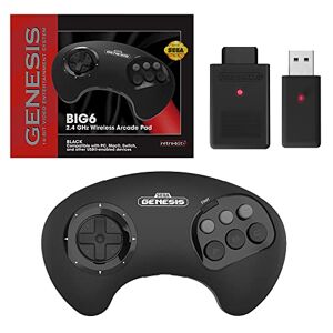 Retro-Bit BIG6 Contrôleur d'arcade sans fil Sega Genesis 2,4 GHz pour Sega Genesis Original/Mini, Switch, PC, Mac – Noir - Publicité