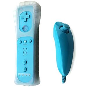 JRH AMGGLOBAL® Remote and Nunchuk Controller in Blue Red White Black Pink For Nintendo Wii Remote WII + FREE SILICONE COVER - Publicité