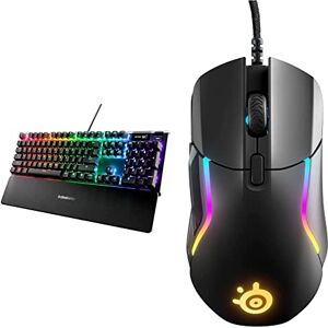 SteelSeries Apex 5 Clavier de Gaming Hybride Mécanique Illumination RVB par Touche Affichage Intelligent OLED & Rival 5 Souris de Jeu Capteur Optique Truemove Air de 18 000 Cpi 9 Boutons - Publicité