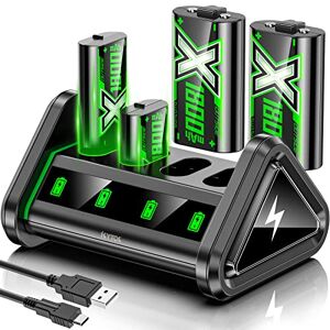 Kytok Batterie Rechargeable Compatible avec Manette Xbox Series X S/Xbox One, 4 x 1800 mAh Chargeur de Batterie Xbox avec Charger Rapidement et Quadruple Protection avec Puce - Publicité