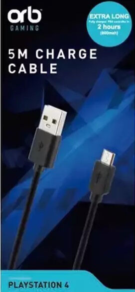 Ladekabel til PS4 håndkontroll ORB - 5m Play & Charge Cable