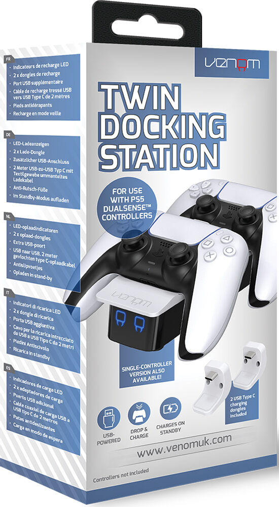 Venom Twin Docking Station PS5 Ladestasjon for 2 stk PS5 kontroller