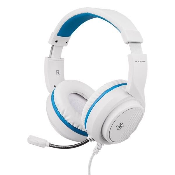 24hshop Deltaco Gaming headset för Sony Playstation 5 Vit/Blå