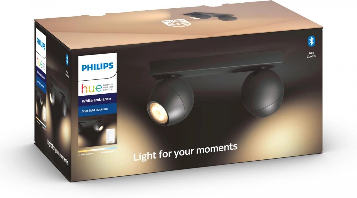 Philips Hue Buckram Bar med 2 Spotlights - Svart