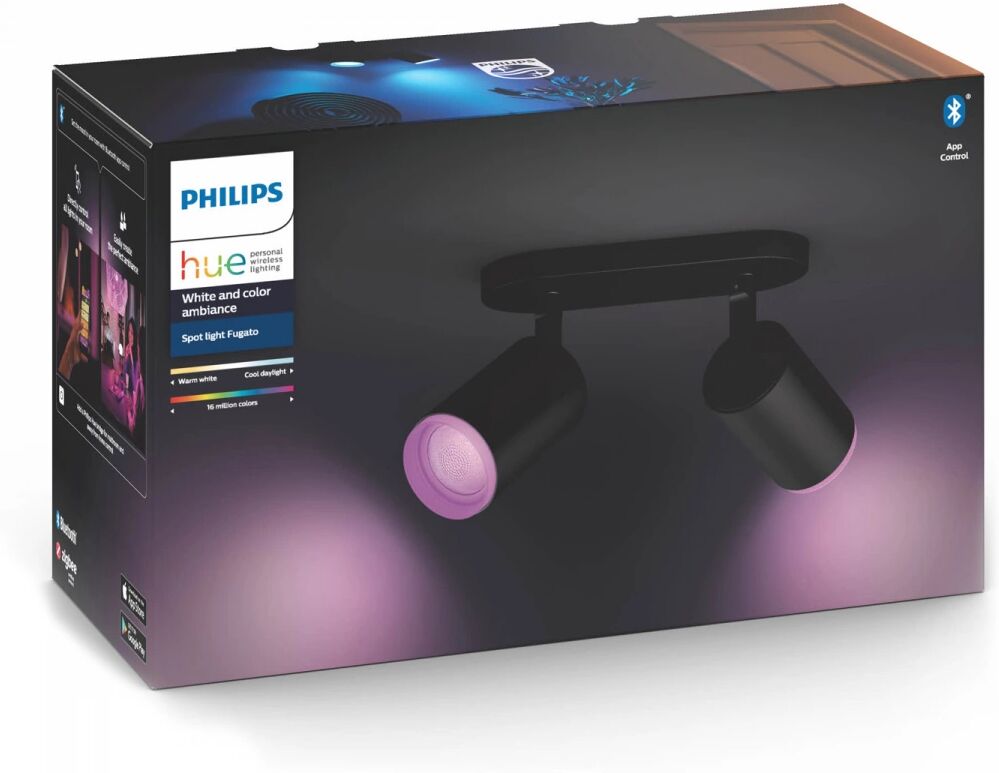 Philips Hue Fugato Plate Med 2 Spotlights - Svart