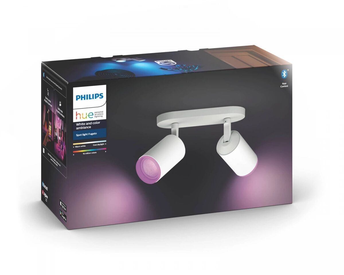 Philips Hue Fugato Plate med 2 Spotlights - Hvid