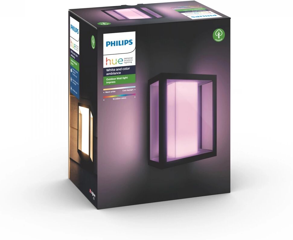 Philips Hue Impress Vegglampe, Stor - Svart