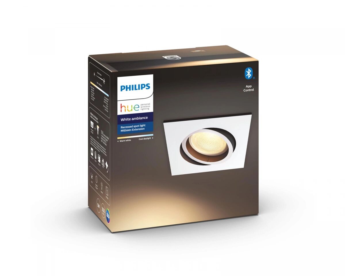 Philips Hue Milliskin, Lampe Innfelt Spotlight - Hvid