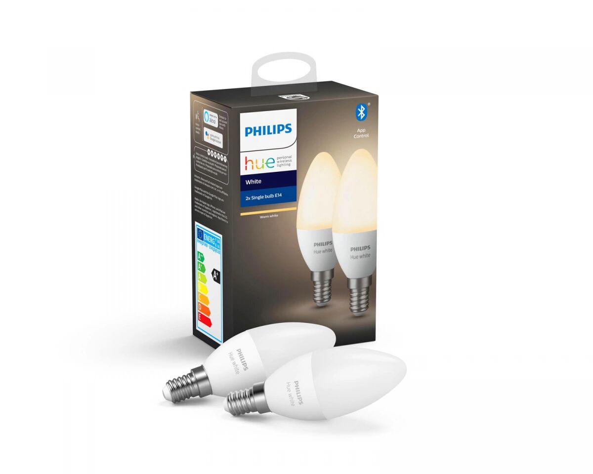 Philips Hue Hvid LED-Lampa E14 B39 - 2-pack