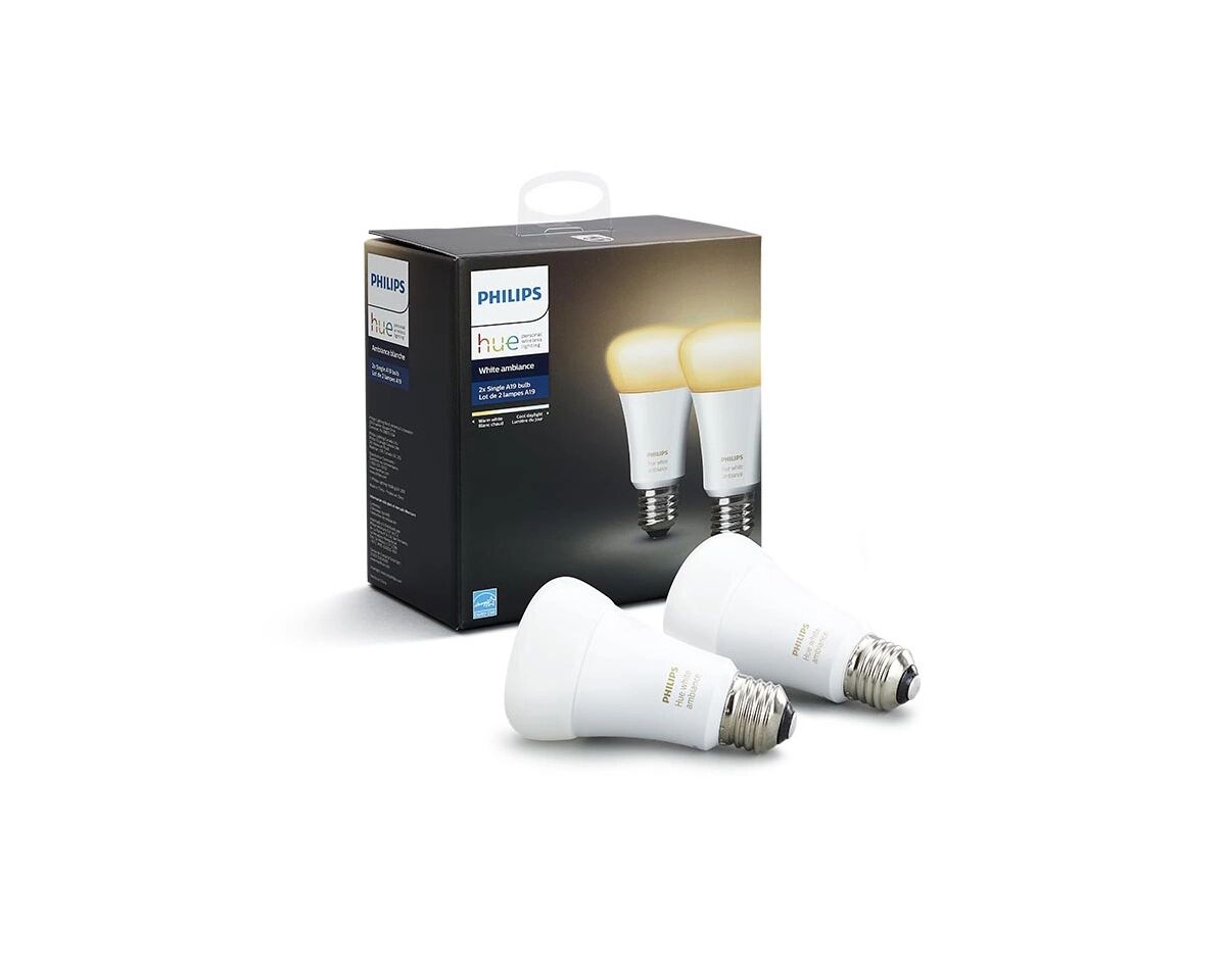 Philips Hue White Ambience LED Lys E27 A60 - 2-pack