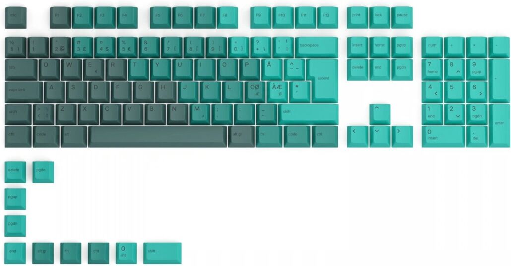 Glorious GPBT Keycaps ISO - 115 PBT Nordic-Layout - Rain Forest