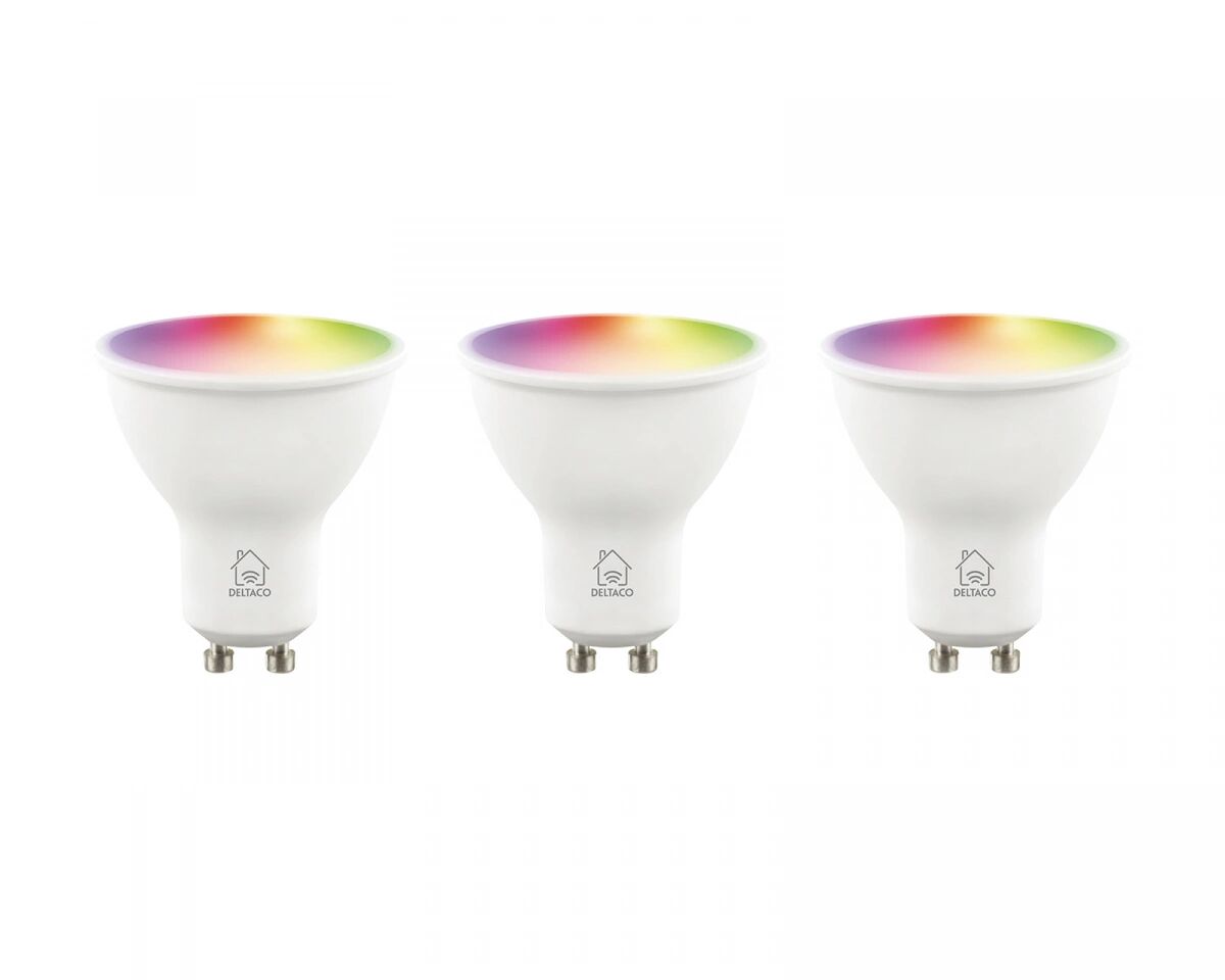 Deltaco Smart Home 3-Pack RGB LED Lampe GU10 Wi-Fi