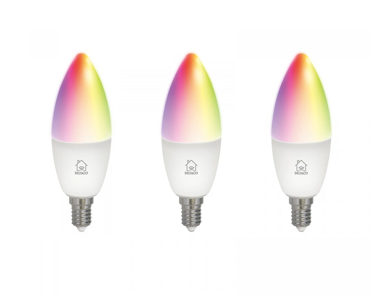 Deltaco Smart Home 3-Pack RGB LED Lampe E14 Wi-Fi